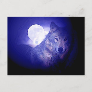 Wolf en Moon Briefkaart