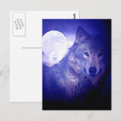 Wolf en Moon Briefkaart (Voorkant / Achterkant)