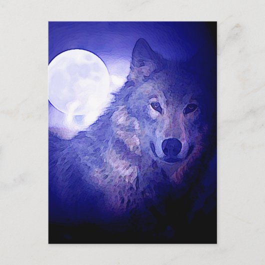 Wolf en Moon Briefkaart (Voorkant)