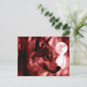 Wolf en Moon Briefkaart (Staand voorkant)