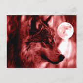 Wolf en Moon Briefkaart (Voorkant)