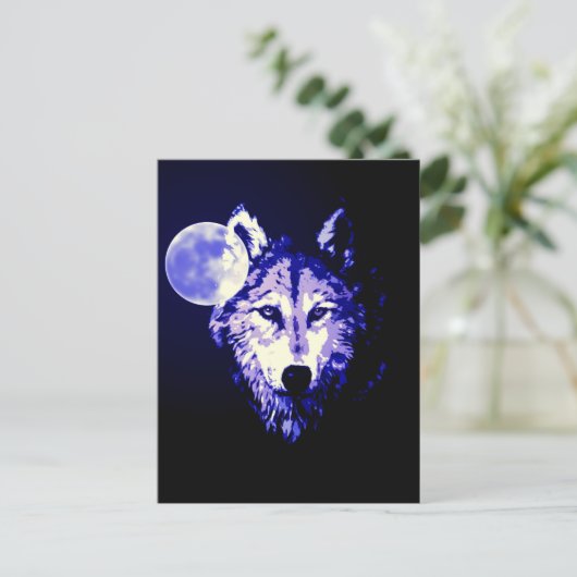 Wolf en Moon Briefkaart (Staand voorkant)