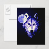 Wolf en Moon Briefkaart (Voorkant / Achterkant)