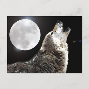 Wolf en Moon Briefkaart