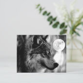 Wolf en Moon Briefkaart (Staand voorkant)