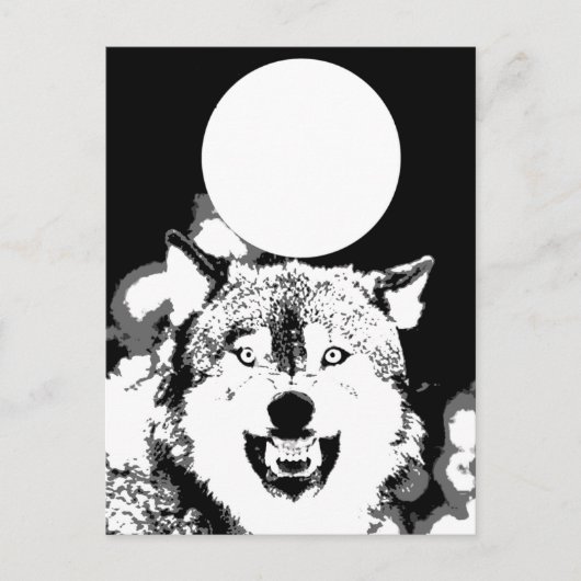 Wolf en Moon Briefkaart (Voorkant)