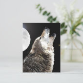 Wolf en Moon Briefkaart (Staand voorkant)