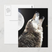 Wolf en Moon Briefkaart (Voorkant / Achterkant)