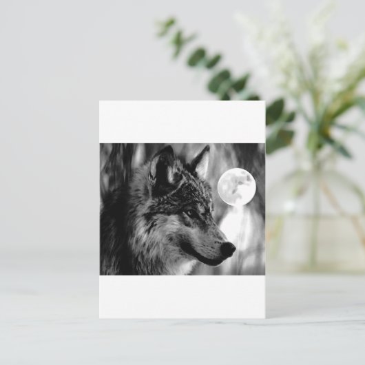 Wolf en Moon Briefkaart (Staand voorkant)