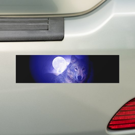 Wolf en Moon Bumpersticker (Op auto)