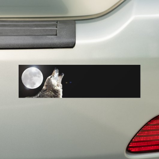 Wolf en Moon Bumpersticker (Op auto)