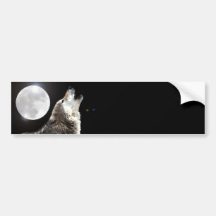 Wolf en Moon Bumpersticker