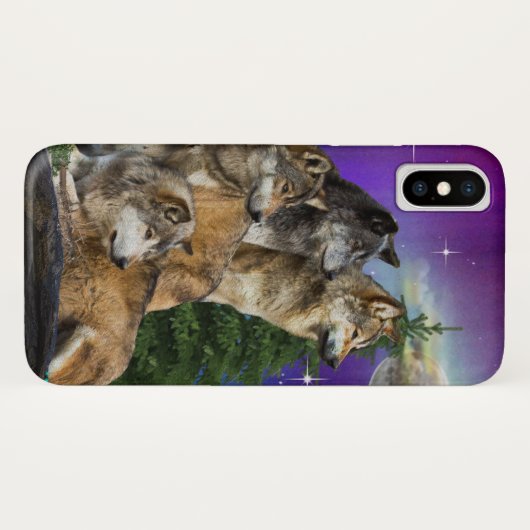 Wolf en Moon Case-Mate iPhone Case (Achterkant (horizontaal))