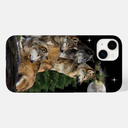 Wolf en Moon Case-Mate iPhone Case (Achterkant (horizontaal))