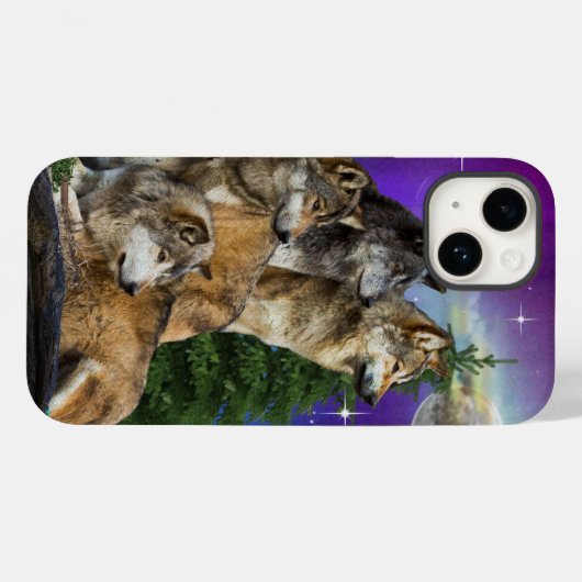 Wolf en Moon Case-Mate iPhone Case (Achterkant (horizontaal))