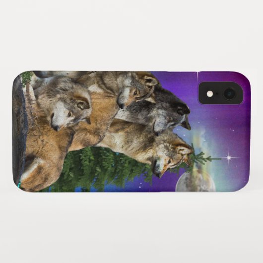 Wolf en Moon Case-Mate iPhone Case (Achterkant (horizontaal))