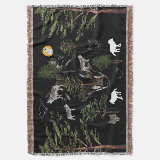 Wolf en Moon Deken (Voorkant Verticaal)