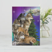 Wolf en Moon Feestdagenkaart (Staand voorkant)