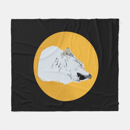 Wolf en Moon Fleece Deken (Voorkant (Horizontaal))