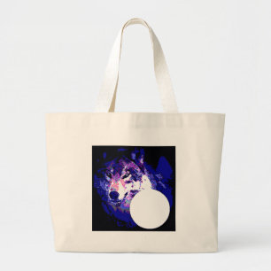 Wolf en Moon Grote Tote Bag