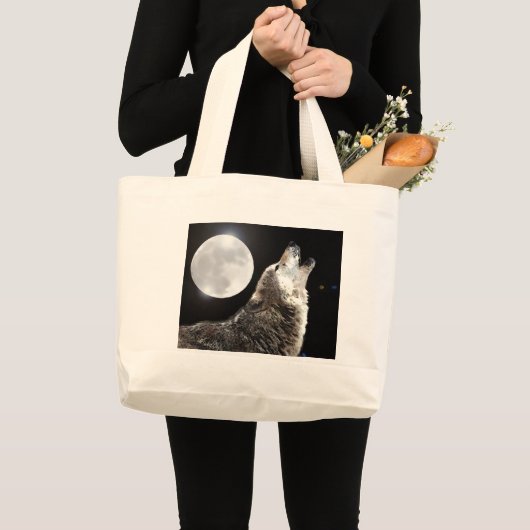 Wolf en Moon Grote Tote Bag (Voorkant (product))