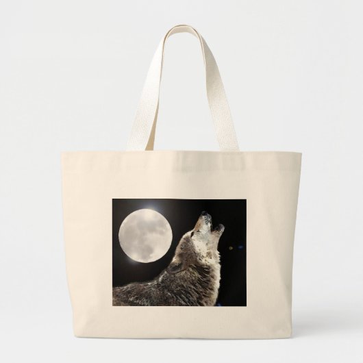 Wolf en Moon Grote Tote Bag (Voorkant)