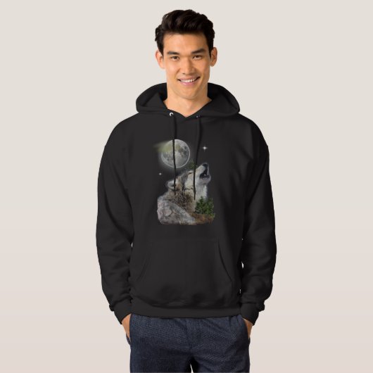 Wolf en Moon Hoodie (Voorkant volledig)