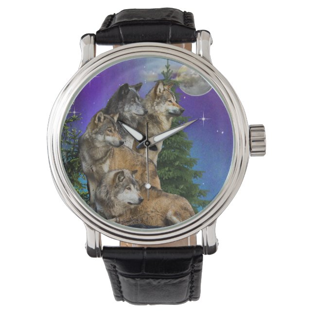 Wolf en Moon Horloge (Voorkant)