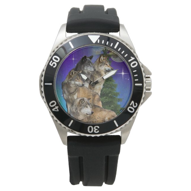 Wolf en Moon Horloge (Voorkant)