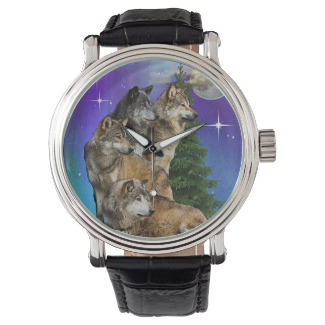 Wolf en Moon Horloge (Voorkant)