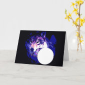 Wolf en Moon Kaart (Gele Bloem)