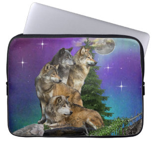 wolf en Moon Laptop Sleeve