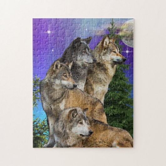 wolf en Moon Legpuzzel (Verticaal)