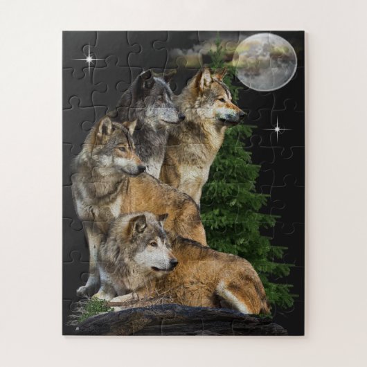 Wolf en Moon Legpuzzel (Verticaal)