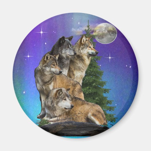 wolf en Moon Magneet (Voorkant)