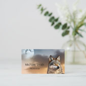 Wolf en Moon Natuur Foto Visitekaartje (Staand voorkant)