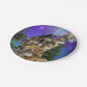 Wolf en Moon Papieren Bordje (Gekanteld)