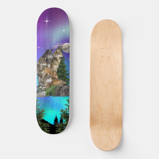 Wolf en Moon Persoonlijk Skateboard (Voorkant)