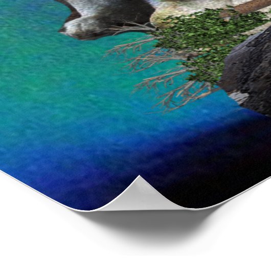 Wolf en Moon Poster (Hoek)