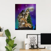 Wolf en Moon Poster (Thuiskantoor)
