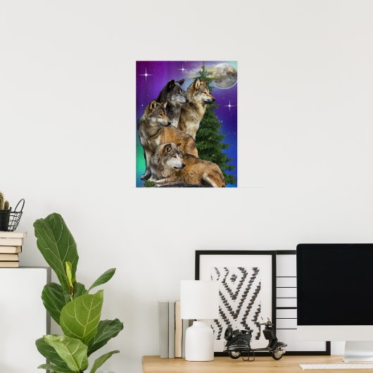 wolf en Moon Poster (Thuiskantoor)
