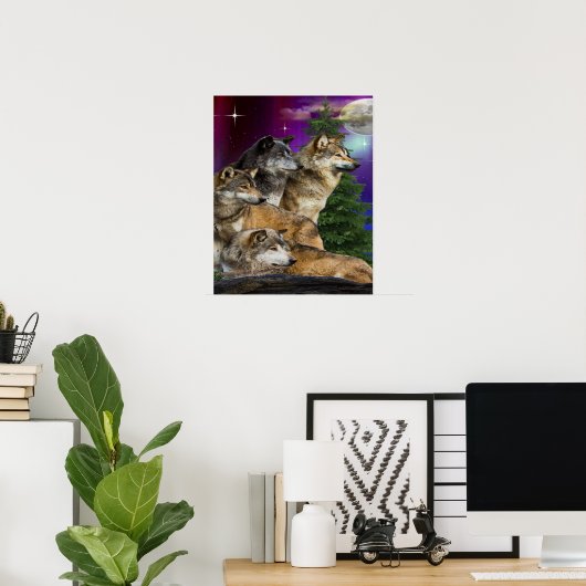 Wolf en Moon Poster (Thuiskantoor)