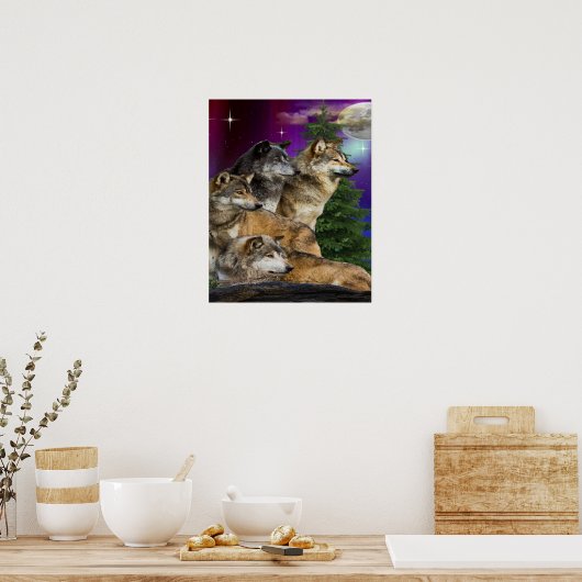 Wolf en Moon Poster (Keuken)
