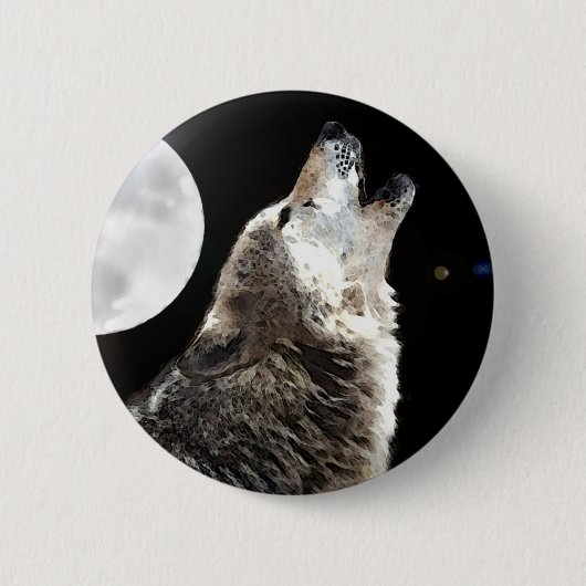 Wolf en Moon Ronde Button 5,7 Cm (Voorkant)
