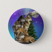 Wolf en Moon Ronde Button 5,7 Cm (Voorkant)