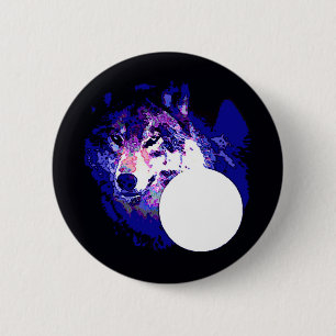 Wolf en Moon Ronde Button 5,7 Cm