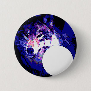 Wolf en Moon Ronde Button 5,7 Cm