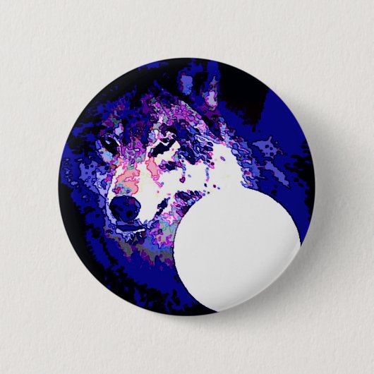 Wolf en Moon Ronde Button 5,7 Cm (Voorkant)