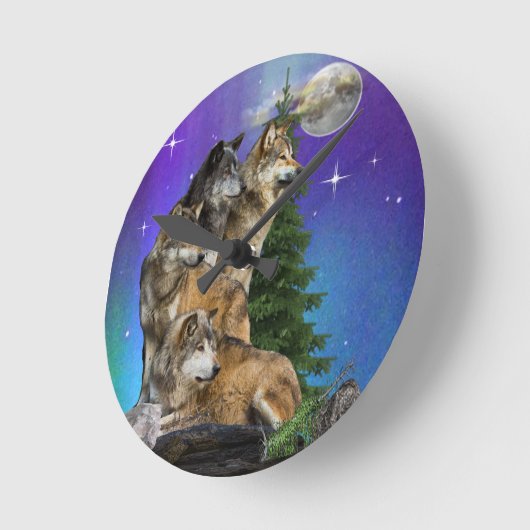 Wolf en Moon Ronde Klok (Hoek)