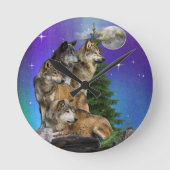 Wolf en Moon Ronde Klok (Voorkant)
